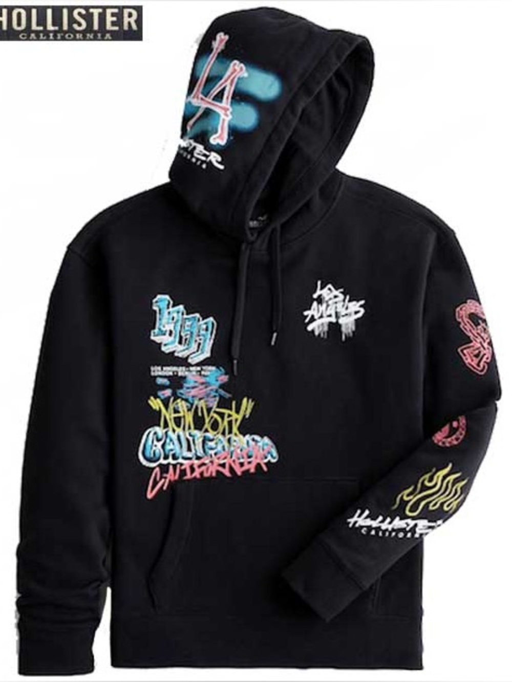 Hollister Graffiti Print 1999 Hoodie Black XS